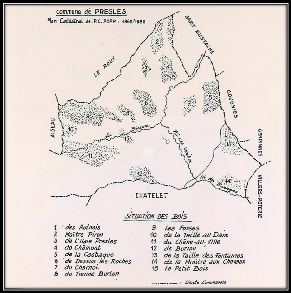 Situation des bois, plan cadastral de P.C. POPP 1860-1880