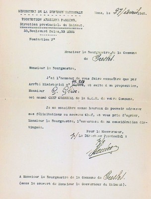 Lettre de nomination de Georges GLISE