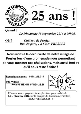 Patrimoine Preslois - 25 ans