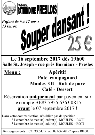 Souper Dansant Septembre 2017