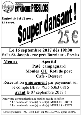 Souper Dansant Septembre 2017