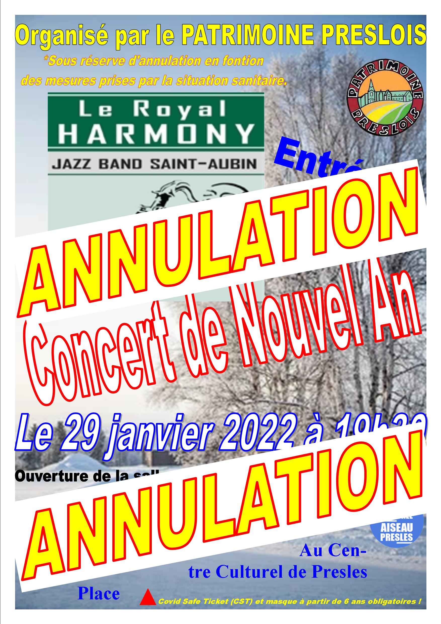 Annulation du concert de Nouvel An